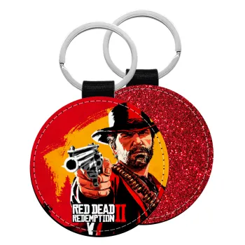 Red Dead Redemption 2, Μπρελόκ Δερματίνη, στρογγυλό ΚΟΚΚΙΝΟ (5cm)