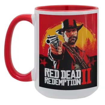 Red Dead Redemption 2, Κούπα Mega 15oz, κεραμική Κόκκινη, 450ml