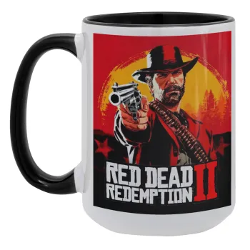 Red Dead Redemption 2, Κούπα Mega 15oz, κεραμική Μαύρη, 450ml