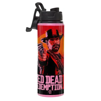 Red Dead Redemption 2, Μεταλλικό παγούρι νερού με καπάκι ασφαλείας, αλουμινίου 850ml