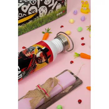 Red Dead Redemption 2, Easter Set, SS Metallic water bottle (620ml, stainless steel) & scented flat Easter candle (30cm) (PINK)