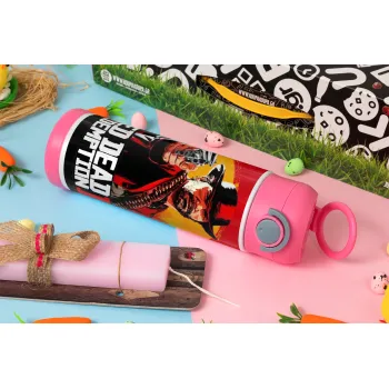 Red Dead Redemption 2, Easter candle, Childrens hot water bottle, stainless steel, with safety straw, PINK (500ml)