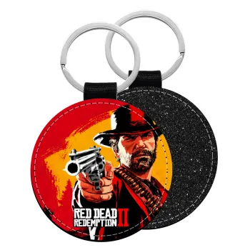 Red Dead Redemption 2, Μπρελόκ Δερματίνη, στρογγυλό ΜΑΥΡΟ (5cm)