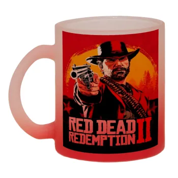 Red Dead Redemption 2, Κούπα γυάλινη δίχρωμη με βάση το κόκκινο ματ, 330ml