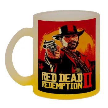 Red Dead Redemption 2, Κούπα γυάλινη δίχρωμη με βάση το κίτρινο ματ, 330ml