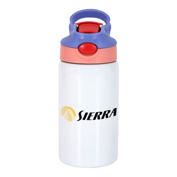 SIERRA, Children's hot water bottle, stainless steel, with safety straw, pink/purple (350ml)