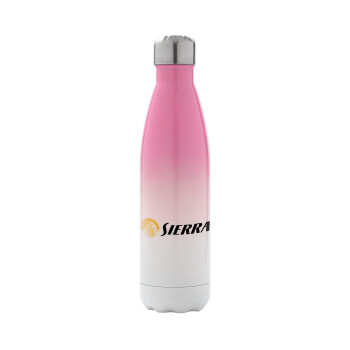 SIERRA, Metal mug thermos Pink/White (Stainless steel), double wall, 500ml