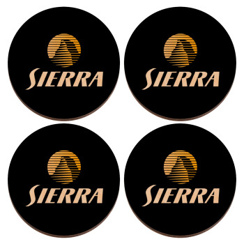 SIERRA, ΣΕΤ x4 Σουβέρ ξύλινα στρογγυλά plywood (9cm)