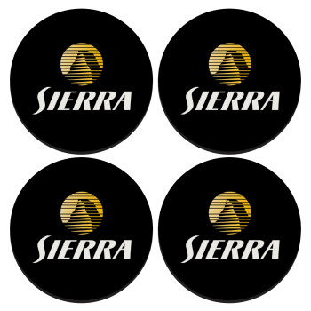 SIERRA, SET of 4 round wooden coasters (9cm)