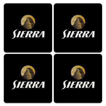 SIERRA, ΣΕΤ 4 Σουβέρ ξύλινα τετράγωνα (9cm)