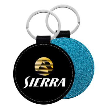 SIERRA, Μπρελόκ Δερματίνη, στρογγυλό ΜΠΛΕ (5cm)