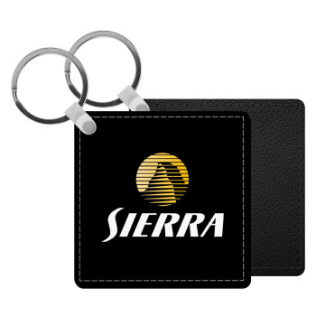 SIERRA, Μπρελόκ Δερματίνη, τετράγωνο ΜΑΥΡΟ (5x5cm)