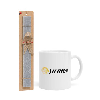 SIERRA, Easter Set, Ceramic Cup (330ml) & Easter aromatic flat candle (30cm) (GRAY)