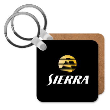 SIERRA, Μπρελόκ Ξύλινο τετράγωνο MDF