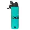 Metallic water bottle with safety lid, 850ml aluminum