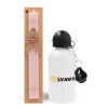 Easter Set, metallic aluminum bottle (500ml) & aromatic flat Easter candle (30cm) (PINK)
