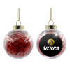Στολίδι Χριστουγεννιάτικη μπάλα δένδρου διάφανη με κόκκινο γέμισμα 8cm