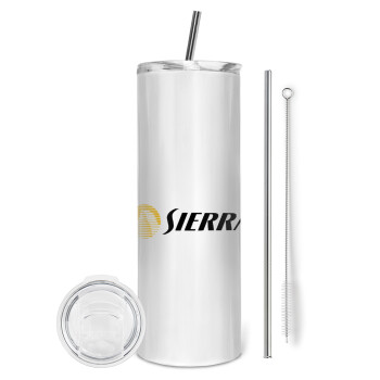 SIERRA, Eco friendly stainless steel tumbler 600ml, with metal straw & cleaning brush
