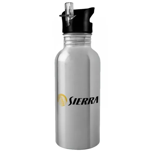 SIERRA — Water bottle Silver with straw, stainless steel 600ml