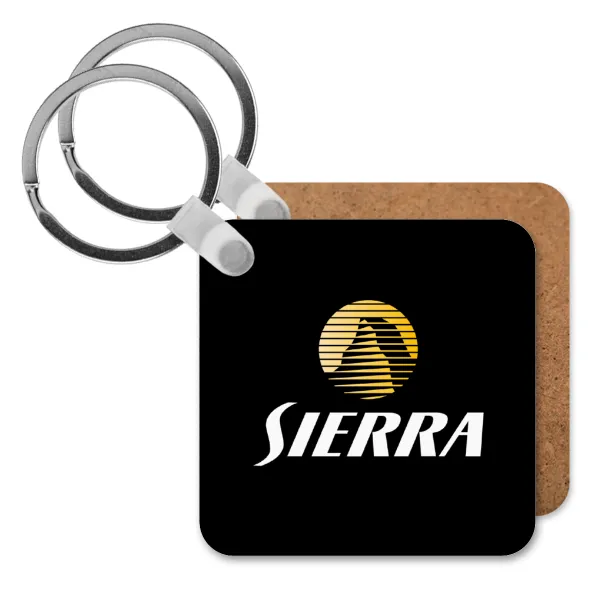 SIERRA — Square wooden MDF keychain