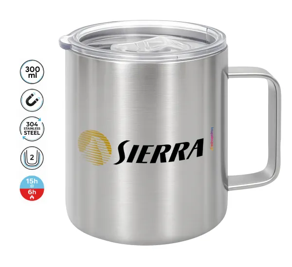 SIERRA — Double-walled stainless steel mug 300ml with temperature-retaining lid