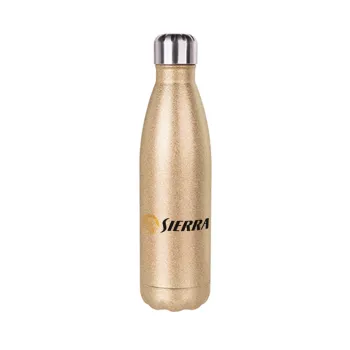 SIERRA, Glitter gold stainless steel thermos bottle, double-walled, 500ml