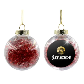 SIERRA, Transparent Christmas tree ball ornament with red filling 8cm