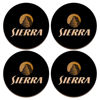 SIERRA, ΣΕΤ x4 Σουβέρ ξύλινα στρογγυλά plywood (9cm)