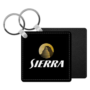 SIERRA, Μπρελόκ Δερματίνη, τετράγωνο ΜΑΥΡΟ (5x5cm)