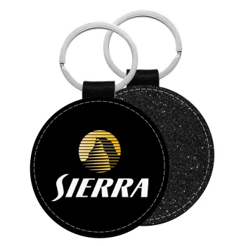 SIERRA, Μπρελόκ Δερματίνη, στρογγυλό ΜΑΥΡΟ (5cm)