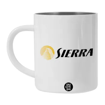 SIERRA, Λευκή Ανοξείδωτη Μεταλλική Κούπα 450ml - Διπλού Τοιχώματος 