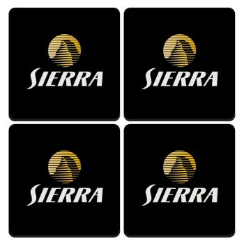 SIERRA, ΣΕΤ 4 Σουβέρ ξύλινα τετράγωνα (9cm)