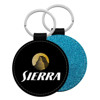 SIERRA, Μπρελόκ Δερματίνη, στρογγυλό ΜΠΛΕ (5cm)