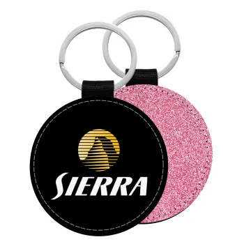 SIERRA, Μπρελόκ Δερματίνη, στρογγυλό ΡΟΖ (5cm)