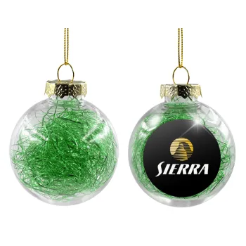 SIERRA, Transparent Christmas tree ball ornament with green filling 8cm