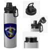 Metallic water bottle with safety cap, 850ml aluminum