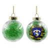 Transparent Christmas tree ball ornament with green filling 8cm