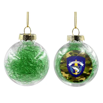 Ο τολμών νικά, καρχαρίας, Στολίδι Χριστουγεννιάτικη μπάλα δένδρου διάφανη με πράσινο γέμισμα 8cm