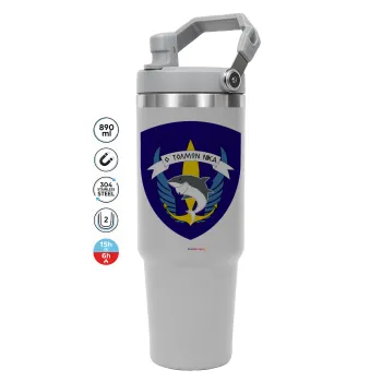 Hellas special force's shark, GREY color, 890ml (30oz) stainless Steel Tumbler with Handle