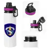 Metallic water bottle with safety lid, 850ml aluminum