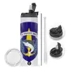Travel Tumbler 2 Lids, with metal straw & cleaning brush (Stainless steel 304 Food grade, BPA free, 600ml)