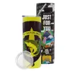 Neon Yellow Travel Tumbler, with metal straw (Stainless steel 304 Food grade, BPA free, 600ml)
