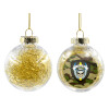 Transparent Christmas tree ball ornament with gold filling 8cm