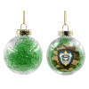 Transparent Christmas tree ball ornament with green filling 8cm