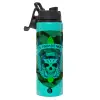 Metallic water bottle with safety lid, 850ml aluminum