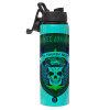 Metallic water bottle with safety lid, 850ml aluminum