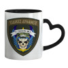 Mug heart black handle, ceramic, 330ml