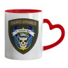 Mug heart red handle, ceramic, 330ml