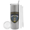 Tumbler stainless steel Silver 600ml, with metal straw & cleaning brush