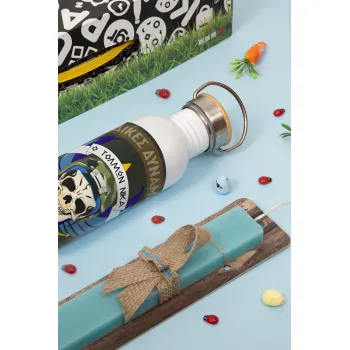 Ειδικές δυνάμεις, Πασχαλινή Λαμπάδα με παγούρι μεταλλικό (620ml, stainless steel) & κερί αρωματικό πλακέ (30cm) (ΤΙΡΚΟΥΑΖ)